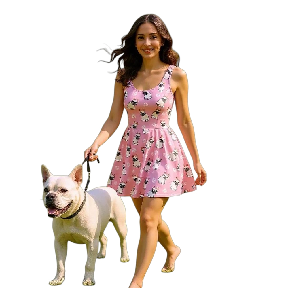Cute Bulldog Paw Puppy Dog Dress